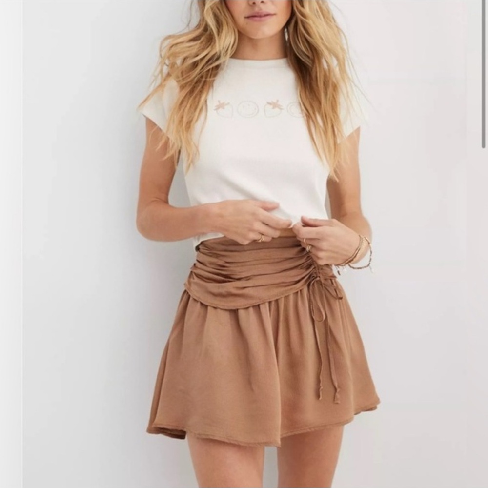 NWT Aerie Uptown Mini Skirt Copper Satin Sz S retail $50